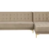 Left Hand Velvet Corner Sofa Sand Beige Aberdeen