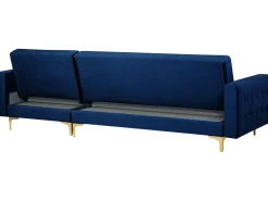 Left Hand Velvet Corner Sofa Navy Blue Aberdeen