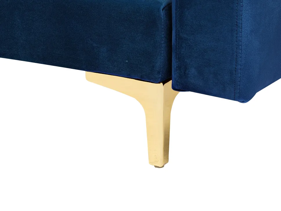 Left Hand Velvet Corner Sofa Navy Blue Aberdeen