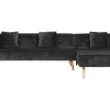 Left Hand Velvet Corner Sofa Bed Black Vadso
