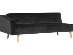 Left Hand Velvet Corner Sofa Bed Black Vadso