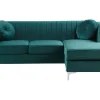 Left Hand Velvet Corner Sofa Emerald Green Timra