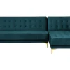 Left Hand Velvet Corner Sofa Teal Aberdeen