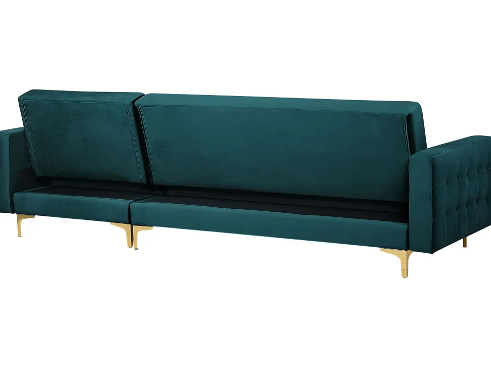Left Hand Velvet Corner Sofa Teal Aberdeen