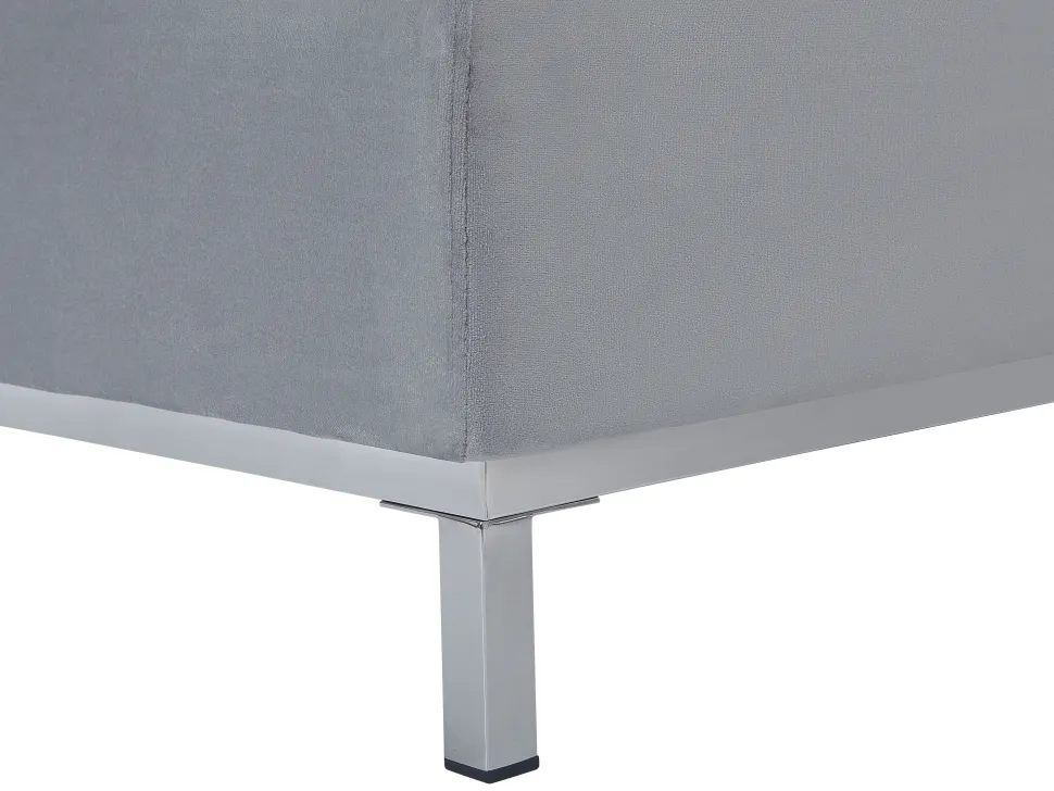 Left Hand Velvet Corner Sofa With Ottoman Light Grey Oslo