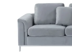 Left Hand Velvet Corner Sofa With Ottoman Light Grey Oslo