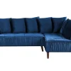 Left Hand Velvet Corner Sofa Blue Grena