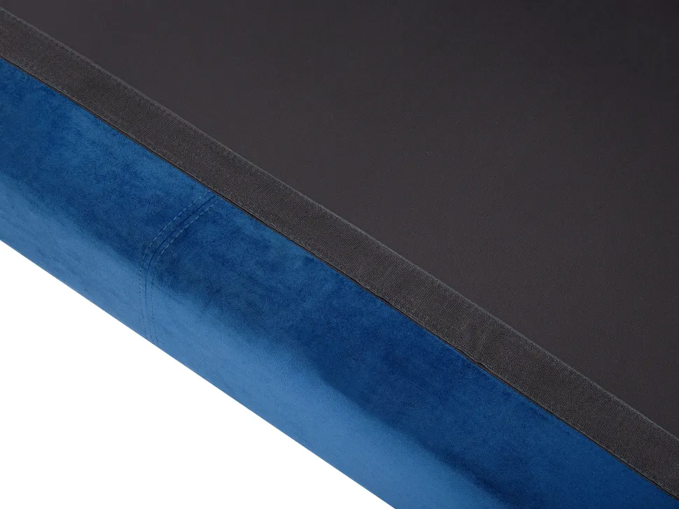Left Hand Velvet Corner Sofa With Ottoman Navy Blue Oslo