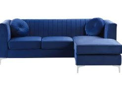 Left Hand Velvet Corner Sofa Navy Blue Timra