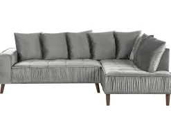 Left Hand Velvet Corner Sofa Grey Grena