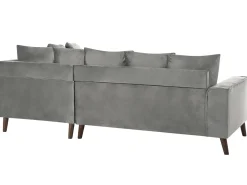 Left Hand Velvet Corner Sofa Grey Grena