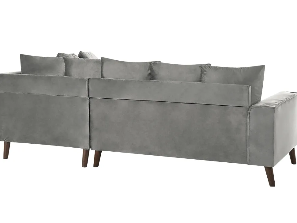 Left Hand Velvet Corner Sofa Grey Grena