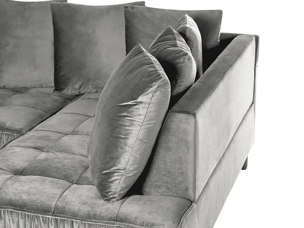 Left Hand Velvet Corner Sofa Grey Grena