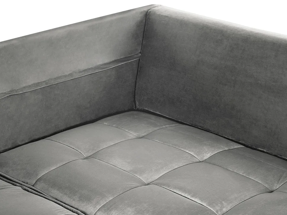 Left Hand Velvet Corner Sofa Grey Grena