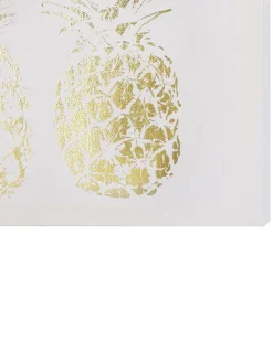 Leinwandbild Rosa / Gold Ananas-Motiv 3Er Set 30 X 30 Cm Apesika