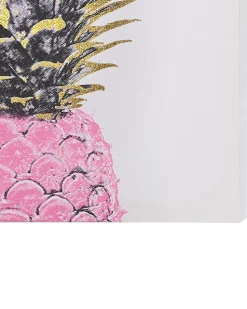 Leinwandbild Rosa / Gold Ananas-Motiv 3Er Set 30 X 30 Cm Apesika