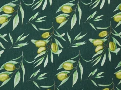 Liegestuhl Akazienholz Dunkelbraun Textil Weis / Grun Olivenzweigmotiv 2Er Set Anzio