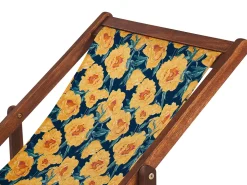 Liegestuhl Akazienholz Dunkelbraun Textil Weis / Mehrfarbig Blumenmuster 2Er Set Anzio