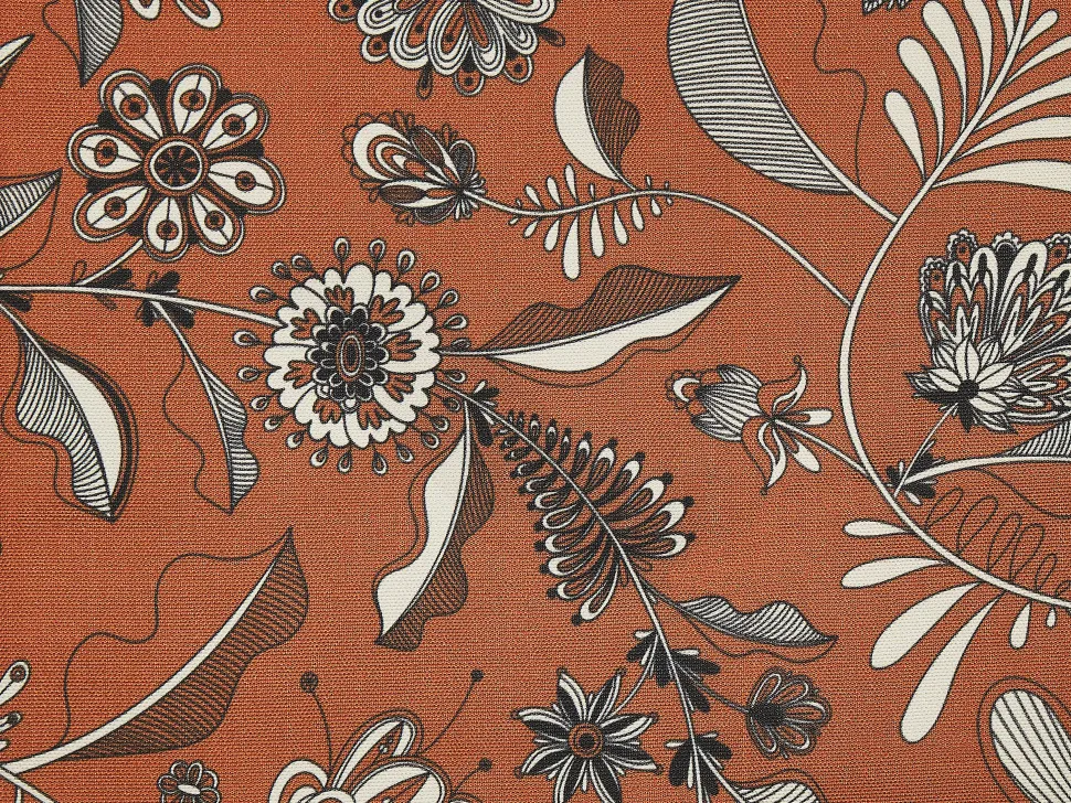 Liegestuhl Akazienholz Dunkelbraun Textil Weis / Rot Pflanzenmotiv 2Er Set Anzio