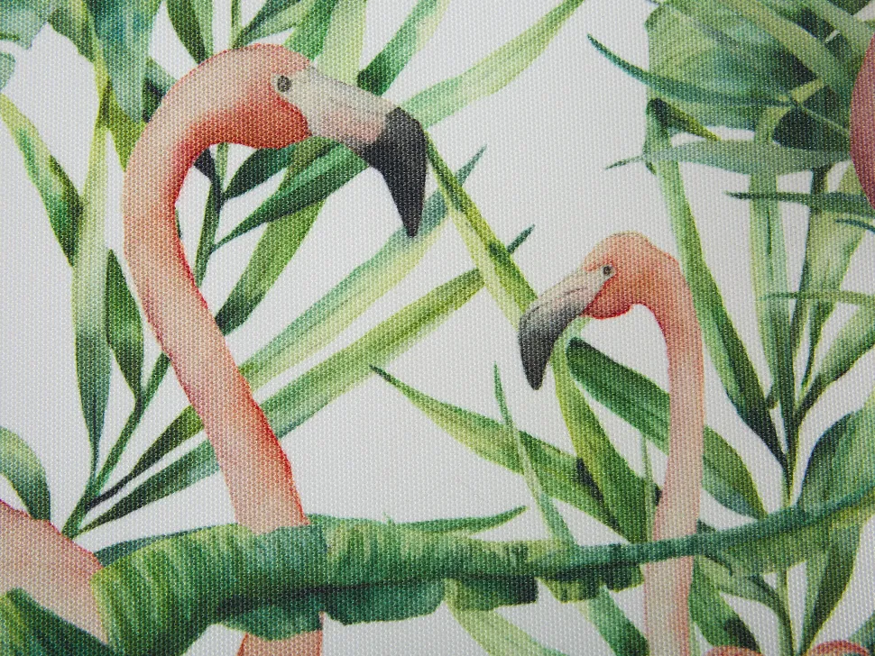 Liegestuhl Akazienholz Dunkelbraun Textil Weis / Bunt Flamingomuster 2Er Set Anzio