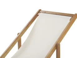 Liegestuhl Akazienholz Hellbraun Textil Weis / Mehrfarbig Kamillemuster 2Er Set Anzio