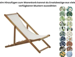 Liegestuhl Akazienholz Hellbraun Mit 2 Ersatzstoffbezugen (Mehrere Varianten Zur Auswahl) Anzio