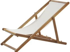 Liegestuhl Akazienholz Hellbraun Mit 2 Ersatzstoffbezugen (Mehrere Varianten Zur Auswahl) Anzio