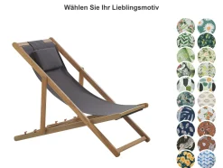 Liegestuhl Akazienholz Hellbraun Mit 2 Ersatzstoffbezugen (Mehrere Varianten Zur Auswahl) Avellino