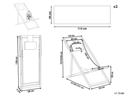 Liegestuhl Akazienholz Hellbraun Mit 2 Ersatzstoffbezugen (Mehrere Varianten Zur Auswahl) Avellino