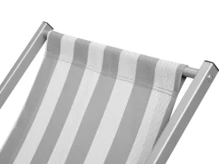 Liegestuhl Aluminium Grau Textilbespannung Weis / Grau Streifenmuster Locri