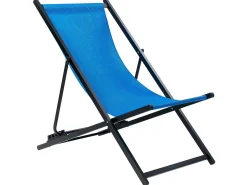 Liegestuhl Aluminium Schwarz Textilbespannung Blau Locri Ii