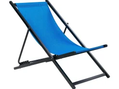 Liegestuhl Aluminium Schwarz Textilbespannung Blau Locri Ii
