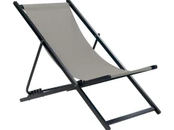 Liegestuhl Aluminium Schwarz Textilbespannung Grau Locri Ii