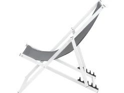 Liegestuhl Aluminium Weis Textilbespannung Grau Locri