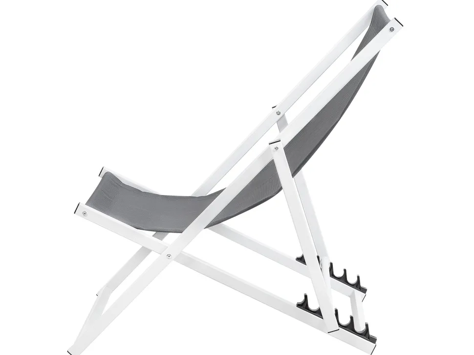 Liegestuhl Aluminium Weis Textilbespannung Grau Locri