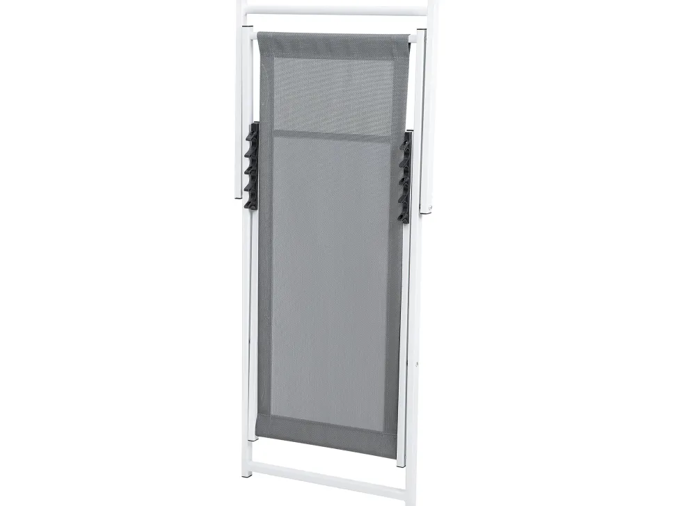 Liegestuhl Aluminium Weis Textilbespannung Grau Locri