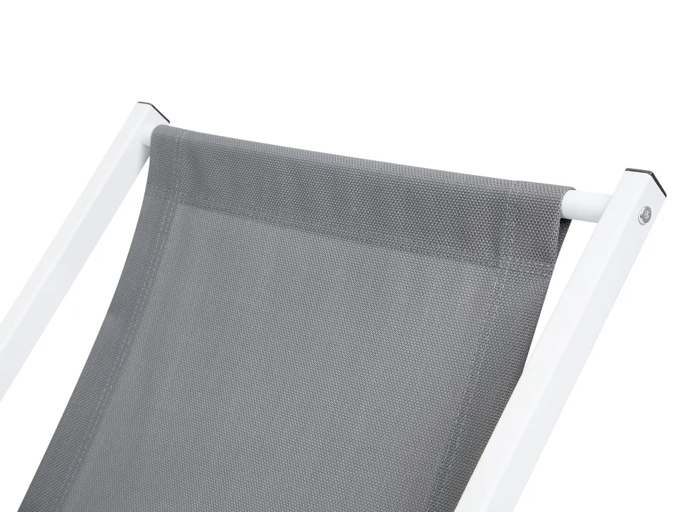 Liegestuhl Aluminium Weis Textilbespannung Grau Locri