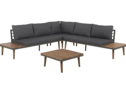 Lounge Set Akazienholz Braun 5-Sitzer Auflagen Grau Corato