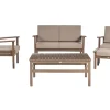 Lounge Set Akazienholz Dunkelbraun 4-Sitzer Auflagen Taupe Manila