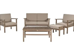 Lounge Set Akazienholz Dunkelbraun 4-Sitzer Auflagen Taupe Manila