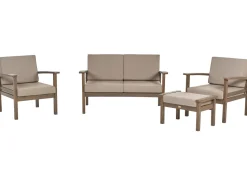 Lounge Set Akazienholz Dunkelbraun 4-Sitzer Auflagen Taupe Manila