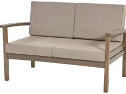 Lounge Set Akazienholz Dunkelbraun 4-Sitzer Auflagen Taupe Manila