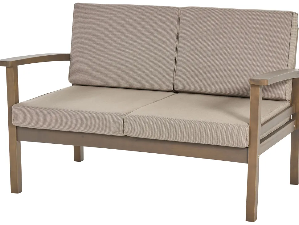 Lounge Set Akazienholz Dunkelbraun 4-Sitzer Auflagen Taupe Manila