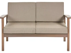 Lounge Set Akazienholz Dunkelbraun 4-Sitzer Auflagen Taupe Manila