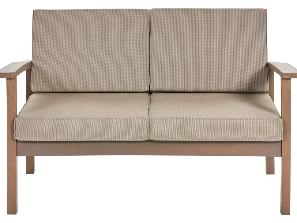 Lounge Set Akazienholz Dunkelbraun 4-Sitzer Auflagen Taupe Manila