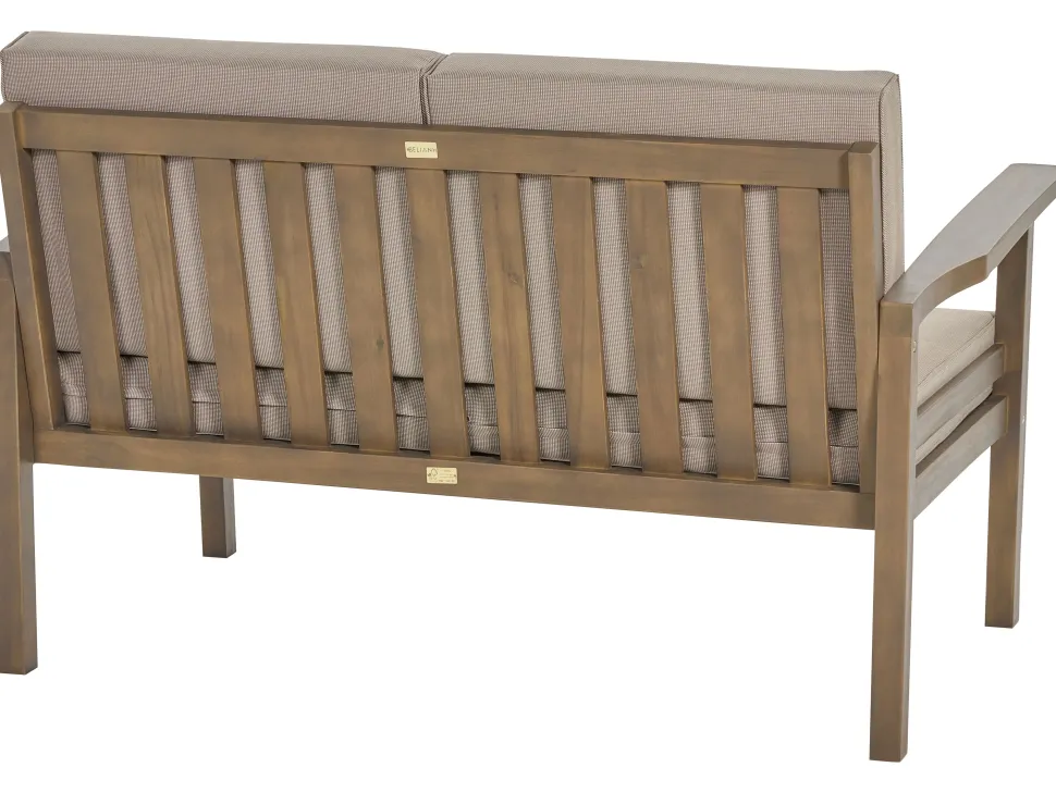 Lounge Set Akazienholz Dunkelbraun 4-Sitzer Auflagen Taupe Manila