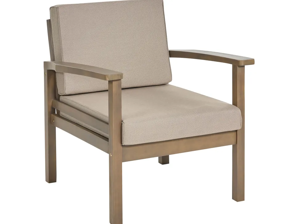 Lounge Set Akazienholz Dunkelbraun 4-Sitzer Auflagen Taupe Manila