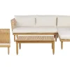 Lounge Set Akazienholz Hellbraun 4-Sitzer Auflagen Cremeweis Cremona