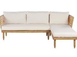 Lounge Set Akazienholz Hellbraun 4-Sitzer Auflagen Cremeweis Cremona