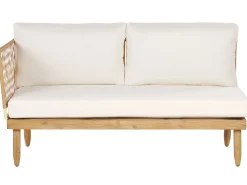 Lounge Set Akazienholz Hellbraun 4-Sitzer Auflagen Cremeweis Cremona